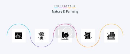 Ilustración de Nature And Farming Glyph 5 Icon Pack Including agriculture. farming. agriculture. farm. plant - Imagen libre de derechos