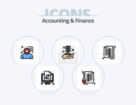 Téléchargez les illustrations : Accounting And Finance Line Filled Icon Pack 5 Icon Design. abacus. finance. bookkeeping. coaching. service planning - en licence libre de droit