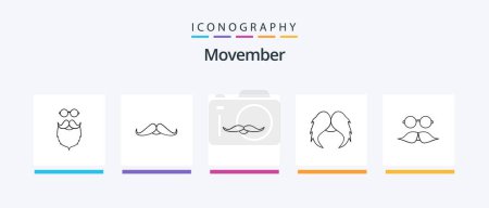 Illustration for Movember Line 5 Icon Pack Including . hat. men. movember. Creative Icons Design - Royalty Free Image