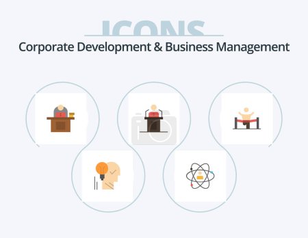 Ilustración de Corporate Development And Business Management Flat Icon Pack 5 Icon Design. computer. desk. development. talent. personal - Imagen libre de derechos