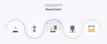 Téléchargez les illustrations : Beauty Salon Flat 5 Icon Pack Including cosmetics. beauty. makeup. makeup base. face makeup - en licence libre de droit
