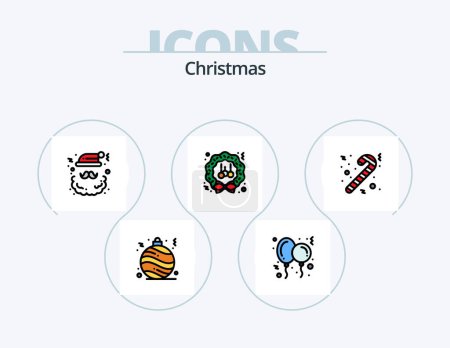 Illustration for Christmas Line Filled Icon Pack 5 Icon Design. food. editing. cinema. cutting. cinema - Royalty Free Image