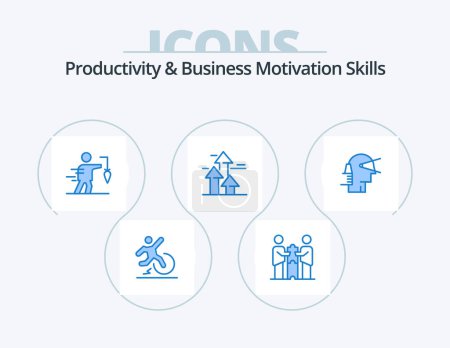 Illustration for Productivity And Business Motivation Skills Blue Icon Pack 5 Icon Design. breaking. arrows. partners. goal. extrinsic - Royalty Free Image
