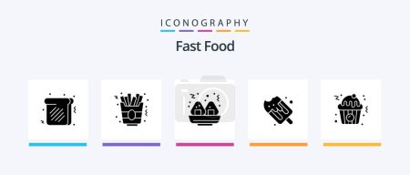 Téléchargez les illustrations : Fast Food Glyph 5 Icon Pack Including . ice cream. food. Creative Icons Design - en licence libre de droit