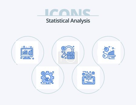 Téléchargez les illustrations : Statistical Analysis Blue Icon Pack 5 Icon Design. benchmark. finance. analysis. business. accounting - en licence libre de droit