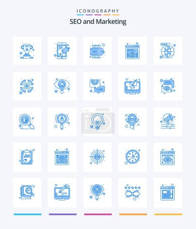 Illustration for Creative Seo 25 Blue icon pack  Such As website. network. seo. media. url - Royalty Free Image