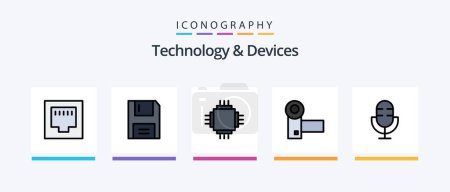 Illustration for Devices Line Filled 5 Icon Pack Including sharing. devices. allowed. computer. phone. Creative Icons Design - Royalty Free Image