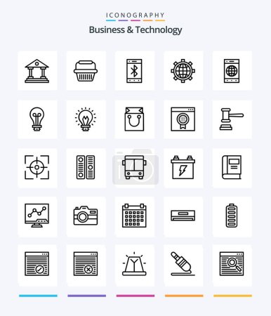 Illustration for Creative Business & Technology 25 OutLine icon pack  Such As cell. world. bluetooth. preference. browser - Royalty Free Image