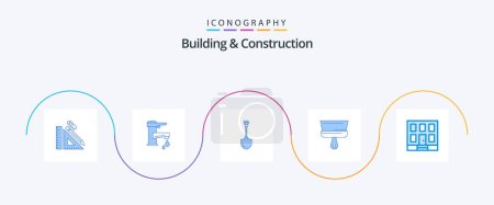 Téléchargez les illustrations : Building And Construction Blue 5 Icon Pack Including brush. repair. tap. tool. showel - en licence libre de droit