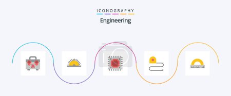 Illustration for Engineering Flat 5 Icon Pack Including ruler. construction. microchip. angle. scale - Royalty Free Image