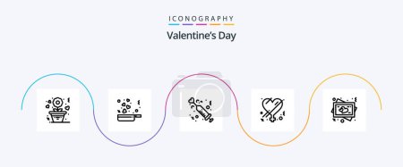 Téléchargez les illustrations : Valentines Day Line 5 Icon Pack Including frame. love. drug. gender. medicine - en licence libre de droit