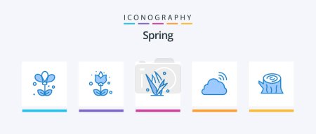 Illustration for Spring Blue 5 Icon Pack Including log. spring. grass. sky. cloud. Creative Icons Design - Royalty Free Image