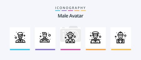 Illustration for Male Avatar Line 5 Icon Pack Including teacher. master. exerciser. instructor. safety worker. Creative Icons Design - Royalty Free Image