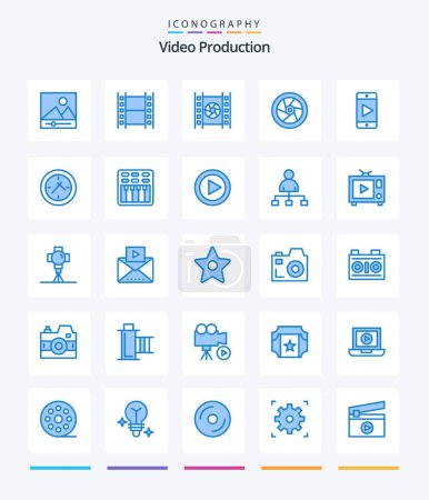 Ilustración de Creative Video Production 25 Blue icon pack  Such As cinema. time. movie. cinema. play - Imagen libre de derechos