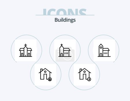 Illustration for Buildings Line Icon Pack 5 Icon Design. flag. architecture. hills. percentage. estate - Royalty Free Image