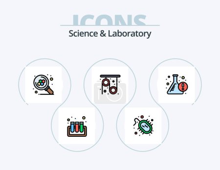 Téléchargez les illustrations : Science Line Filled Icon Pack 5 Icon Design. . . science. plant. experimental growth - en licence libre de droit