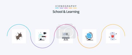 Illustration for School And Learning Flat 5 Icon Pack Including . education. education. mobile - Royalty Free Image