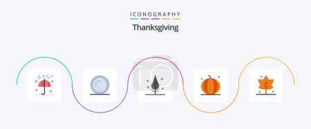 Illustration for Thanks Giving Flat 5 Icon Pack Including leaf. thanksgiving. giving. pumpkin. fruit - Royalty Free Image