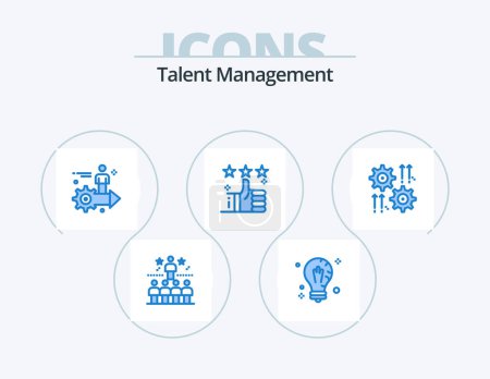 Illustration for Talent Management Blue Icon Pack 5 Icon Design. tumbs. like. solution. man. arrow - Royalty Free Image