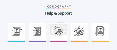 Illustration for Help And Support Line 5 Icon Pack Including support. help. phone. message. preference. Creative Icons Design - Royalty Free Image