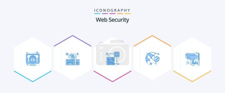 Illustration for Web Security 25 Blue icon pack including protection shield. protection. keyboard. insurance. network - Royalty Free Image