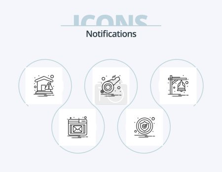 Ilustración de Notifications Line Icon Pack 5 Icon Design. notify. file. ebook. alert. notification - Imagen libre de derechos