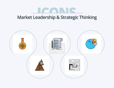 Illustration for Market Leadership And Strategic Thinking Line Filled Icon Pack 5 Icon Design. space. office. arrow. building. bucks - Royalty Free Image