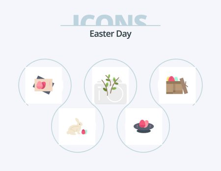 Illustration for Easter Flat Icon Pack 5 Icon Design. gift. easter. nest. catkin. card - Royalty Free Image