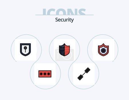 Téléchargez les illustrations : Security Line Filled Icon Pack 5 Icon Design. cctv. server. protection. network. files - en licence libre de droit
