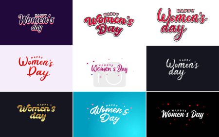 Illustration for International Women's Day vector hand-written typography background - Royalty Free Image