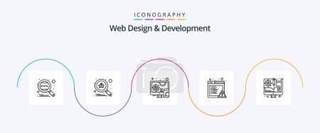 Illustration for Web Design And Development Line 5 Icon Pack Including web. design. secure. error. alert - Royalty Free Image