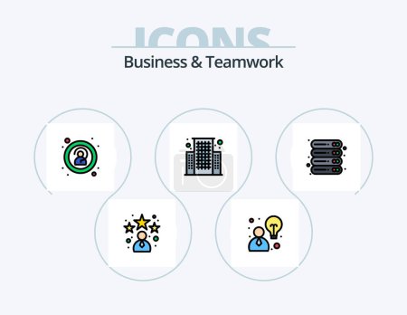 Téléchargez les illustrations : Business And Teamwork Line Filled Icon Pack 5 Icon Design. . concept. decision. business growth. structure - en licence libre de droit