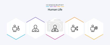 Téléchargez les illustrations : Human 25 Line icon pack including info. call. human. body. user - en licence libre de droit