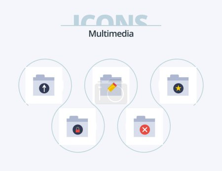 Ilustración de Multimedia Flat Icon Pack 5 Icon Design. . . upload. star. favorite - Imagen libre de derechos