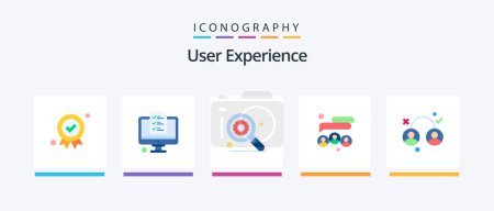 Téléchargez les illustrations : User Experience Flat 5 Icon Pack Including experience. team. experience. social media. friends. Creative Icons Design - en licence libre de droit