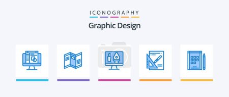 Ilustración de Graphic Design Blue 5 Icon Pack Including notes. book. editing. success. layout. Creative Icons Design - Imagen libre de derechos
