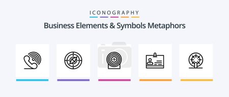 Téléchargez les illustrations : Business Elements And Symbols Metaphors Line 5 Icon Pack Including phone. time. wheel. watch. timmer. Creative Icons Design - en licence libre de droit