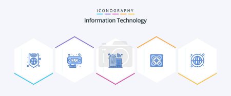 Illustration for Information Technology 25 Blue icon pack including . network. infrastructure. internet. fan - Royalty Free Image