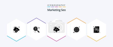 Illustration for Marketing Seo 25 Glyph icon pack including letter. digital. support. blocker. idea - Royalty Free Image