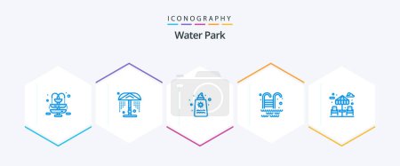 Téléchargez les illustrations : Water Park 25 Blue icon pack including . water. park. dinner. water - en licence libre de droit