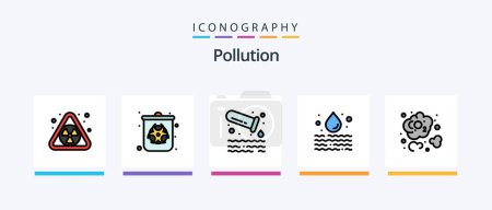 Téléchargez les illustrations : Pollution Line Filled 5 Icon Pack Including waste. pollution. tube. gas. pollution. Creative Icons Design - en licence libre de droit
