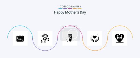 Téléchargez les illustrations : Happy Mothers Day Glyph 5 Icon Pack Including mother. love . gift. hands . toothpaste - en licence libre de droit
