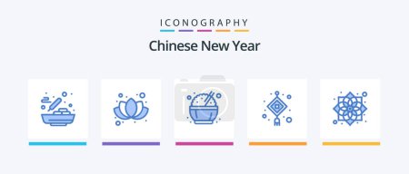 Téléchargez les illustrations : Chinese New Year Blue 5 Icon Pack Including new year. chinese. food. china. lantern. Creative Icons Design - en licence libre de droit