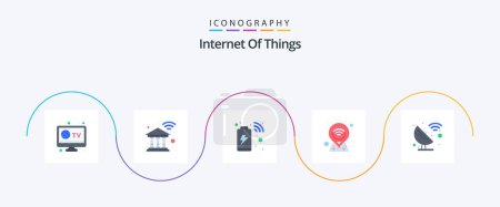 Illustration for Internet Of Things Flat 5 Icon Pack Including science. satellite. charge. pin. location - Royalty Free Image