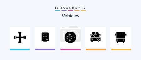 Ilustración de Vehicles Glyph 5 Icon Pack Including off. disabled. travel. car. flying. Creative Icons Design - Imagen libre de derechos