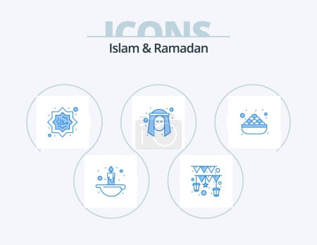 Ilustración de Islam And Ramadan Blue Icon Pack 5 Icon Design. bowl. person. halal. muslim. muslim - Imagen libre de derechos
