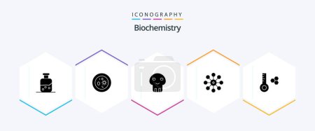 Illustration for Biochemistry 25 Glyph icon pack including temperature. cell. laboratory. biology. death - Royalty Free Image