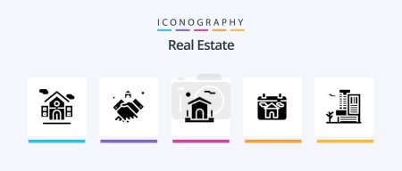 Ilustración de Real Estate Glyph 5 Icon Pack Including real estate . house . estate. house. Creative Icons Design - Imagen libre de derechos
