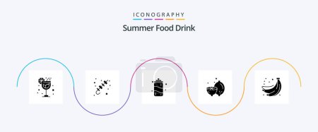 Ilustración de Summer Food Drink Glyph 5 Icon Pack Including summer. bananas. drink. fruit. food - Imagen libre de derechos