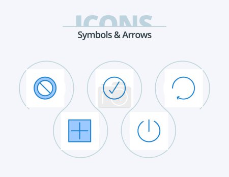 Illustration for Symbols and Arrows Blue Icon Pack 5 Icon Design. . clockwise. cancel. arrow. complete - Royalty Free Image